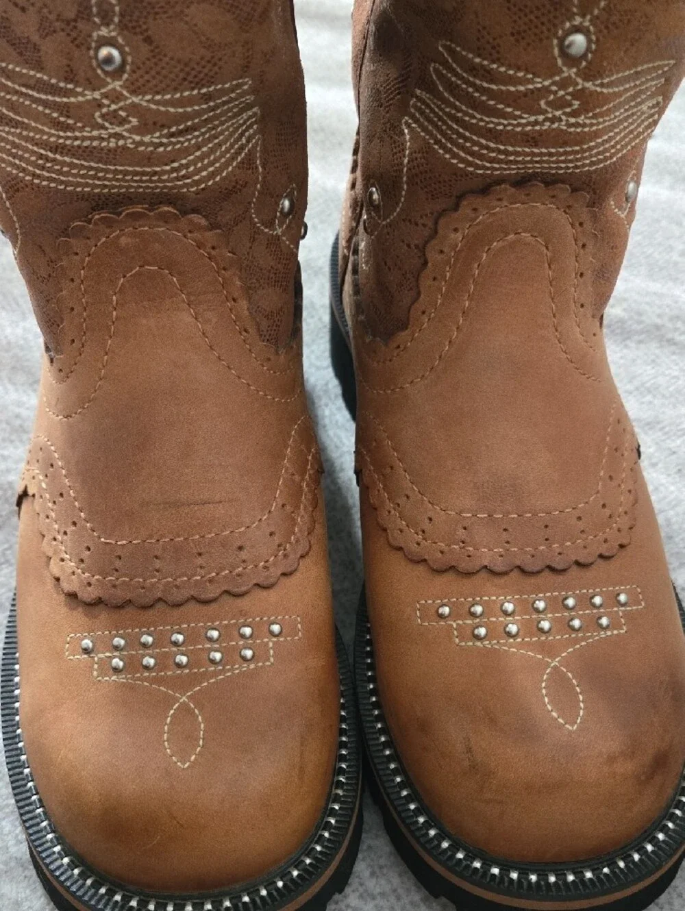 Ariat Brown Lace-Pattern Kids Western Boots